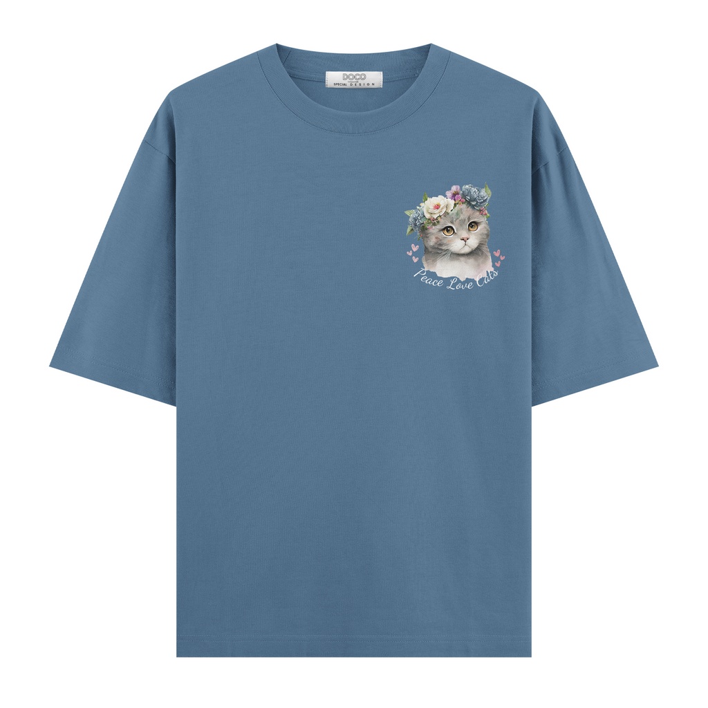 Peace Love Cats Antrasit Mavi