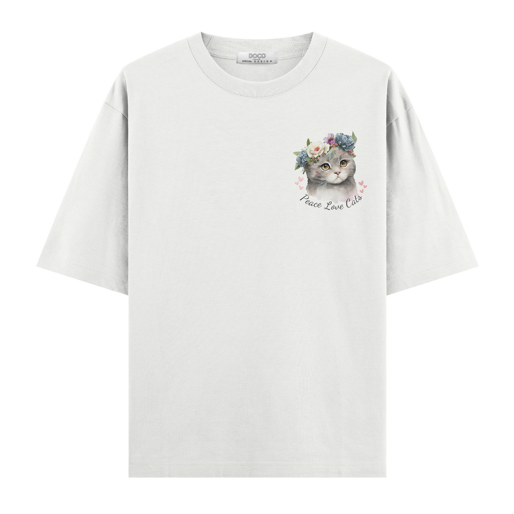 Peace Love Cats Beyaz