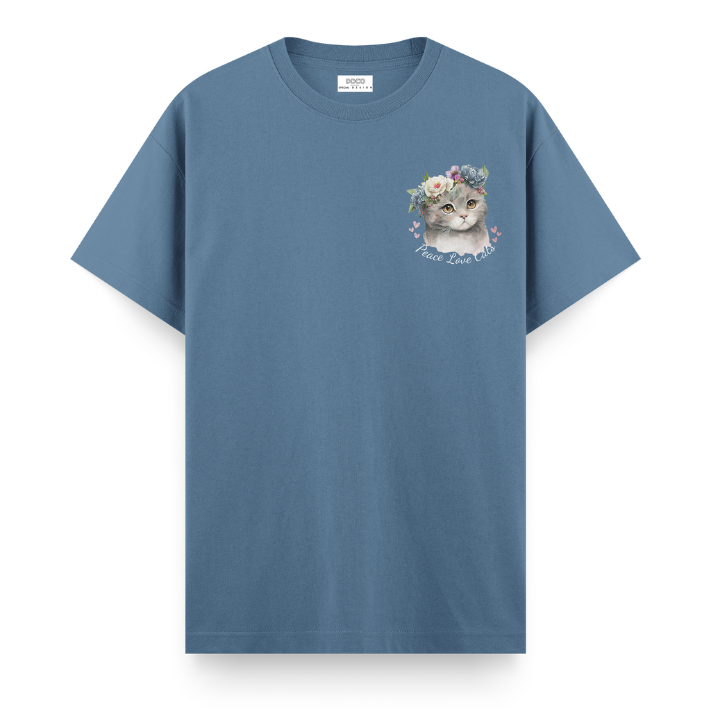 Peace Love Cats Antrasit Mavi